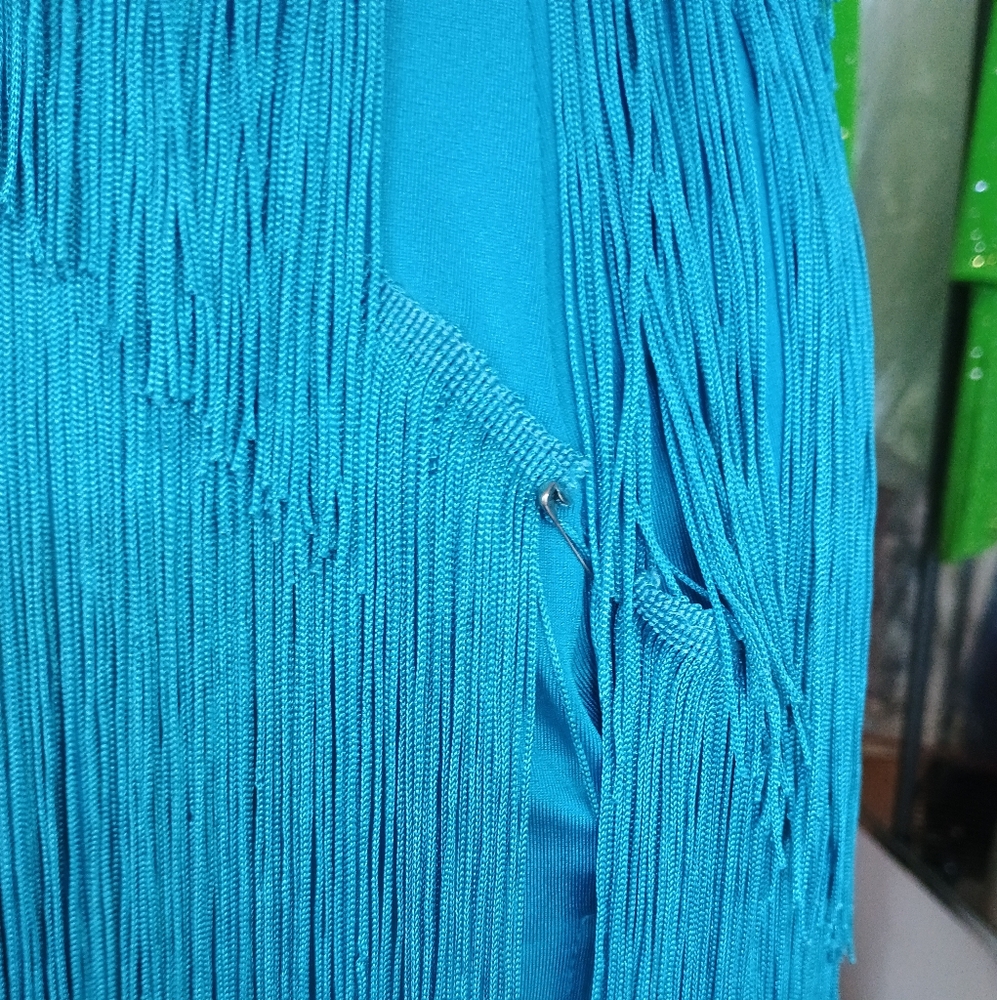 Blue Fringe Dance Dress - Picture 4 of 4